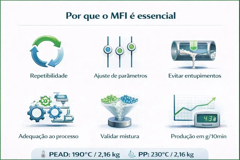 6 razões por que o MFI é essencial em plásticos reciclados - repetibilidade, ajuste, prevenção de falhas