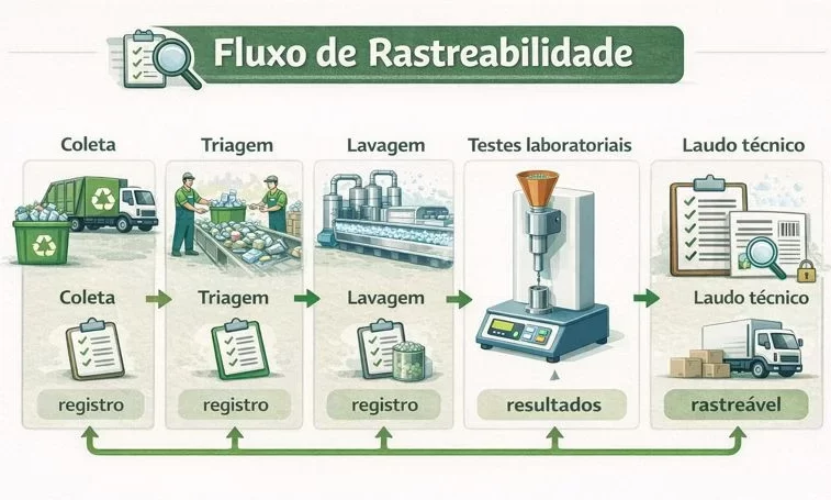 Fluxo de rastreabilidade do PCR desde a coleta até o laudo técnico final