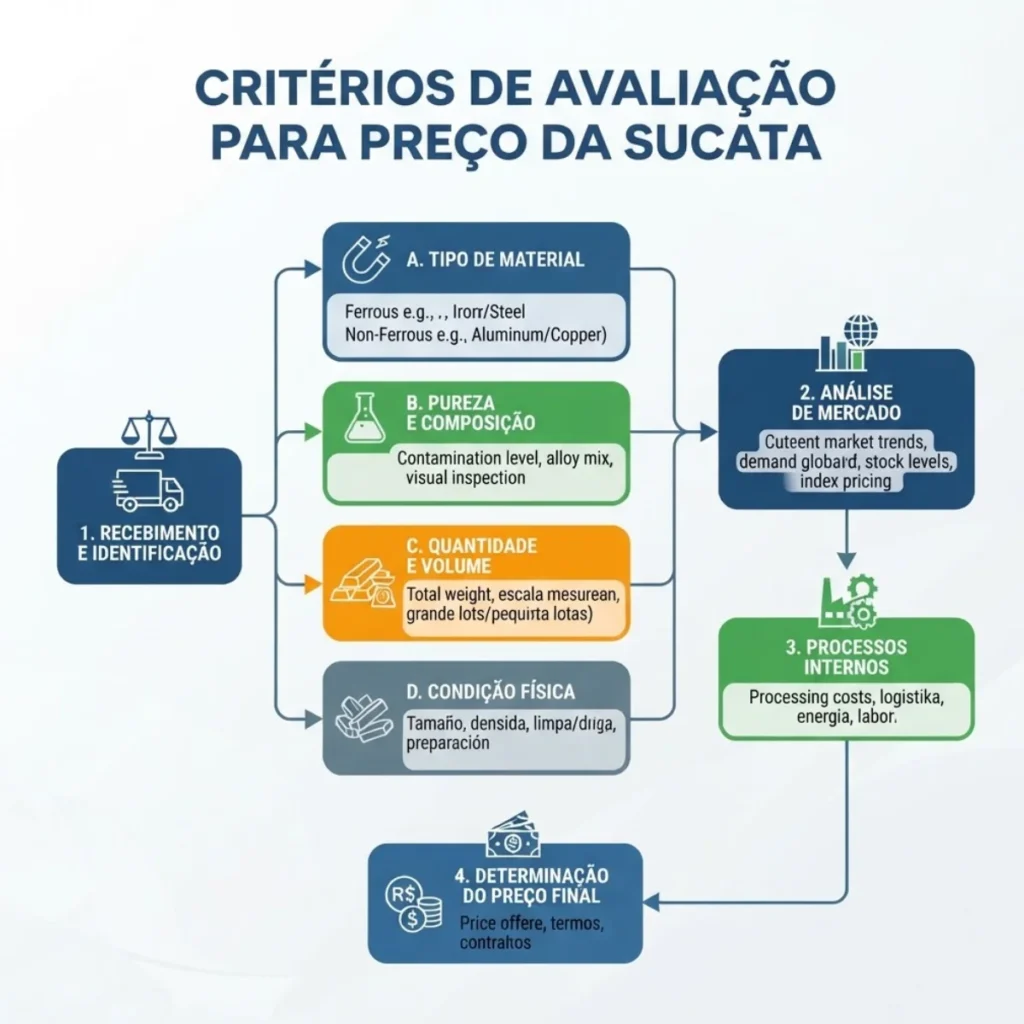 Critérios que a recicladora avalia antes de definir o preço da sucata